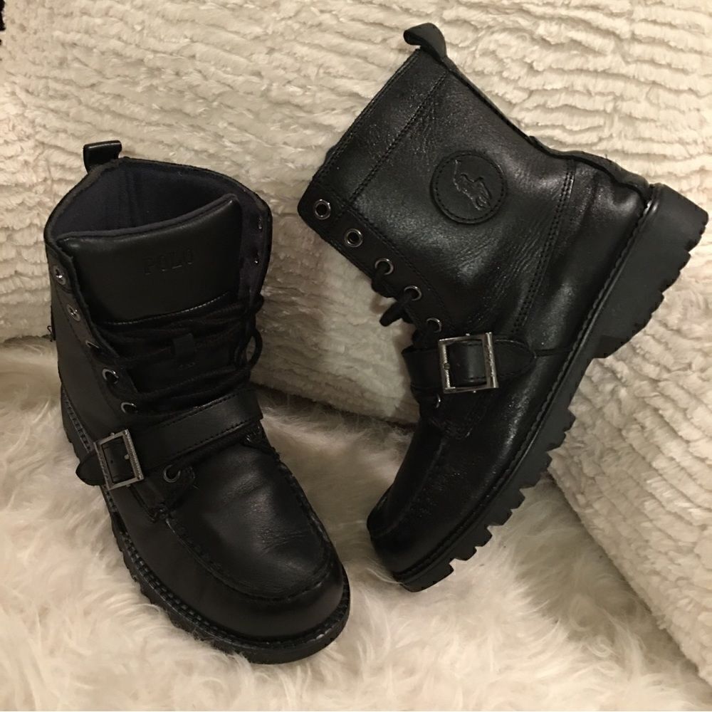 Leather Polo Ralph Lauren Logo buckle Boots( UNISEX)
